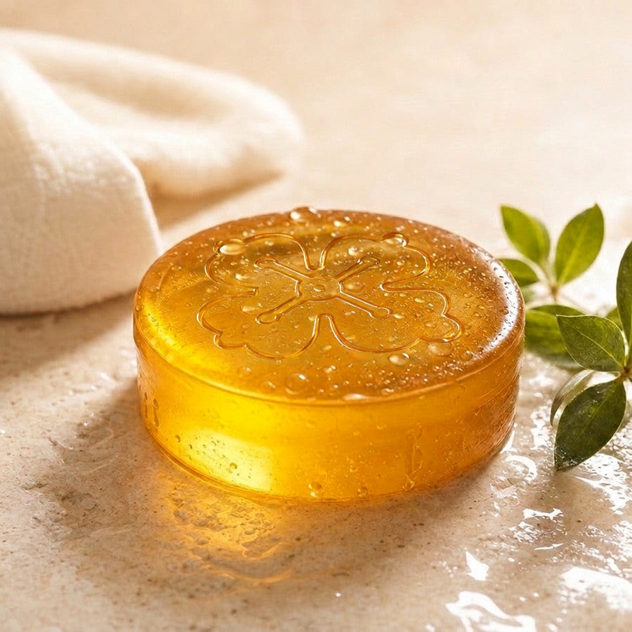 Kakiyu amber soap bar, fresh from the shower